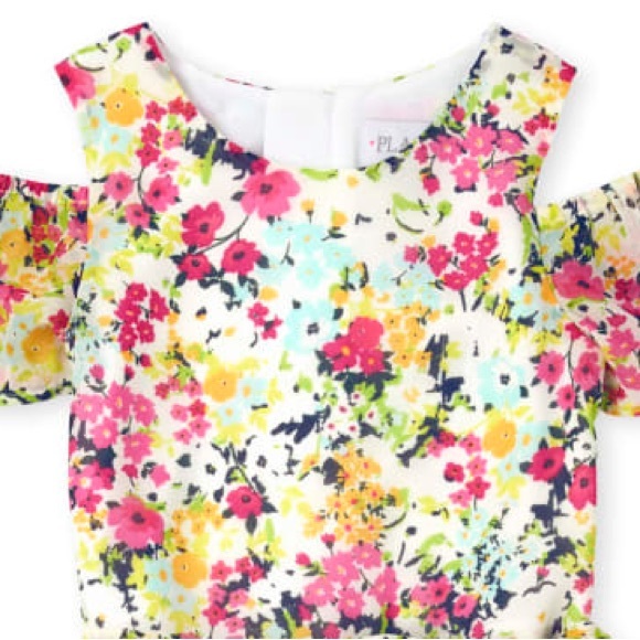 Girls Floral Cold Shoulder Dress Floral Kids YOUTH TEEN Dress Pink Yellow Green - Picture 4 of 10